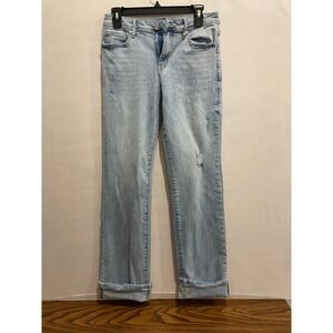 BAYEAS LOS ANGELES Women Light Wash Distressed Straight Leg Jeans Size 28
